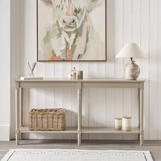 Heritage Putty Pine Wood Large Console Table