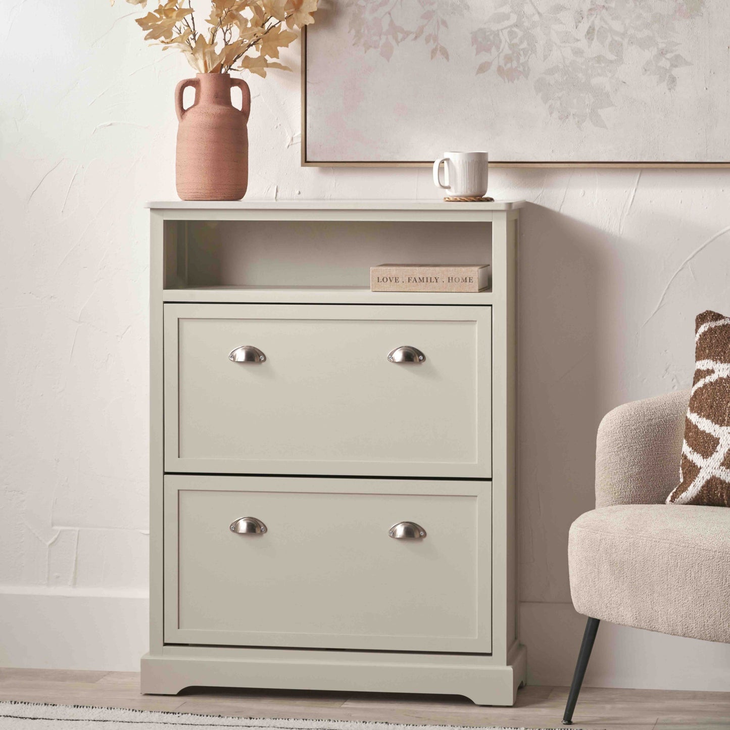 Croft Linen Pine Wood Shoe Storage Unit