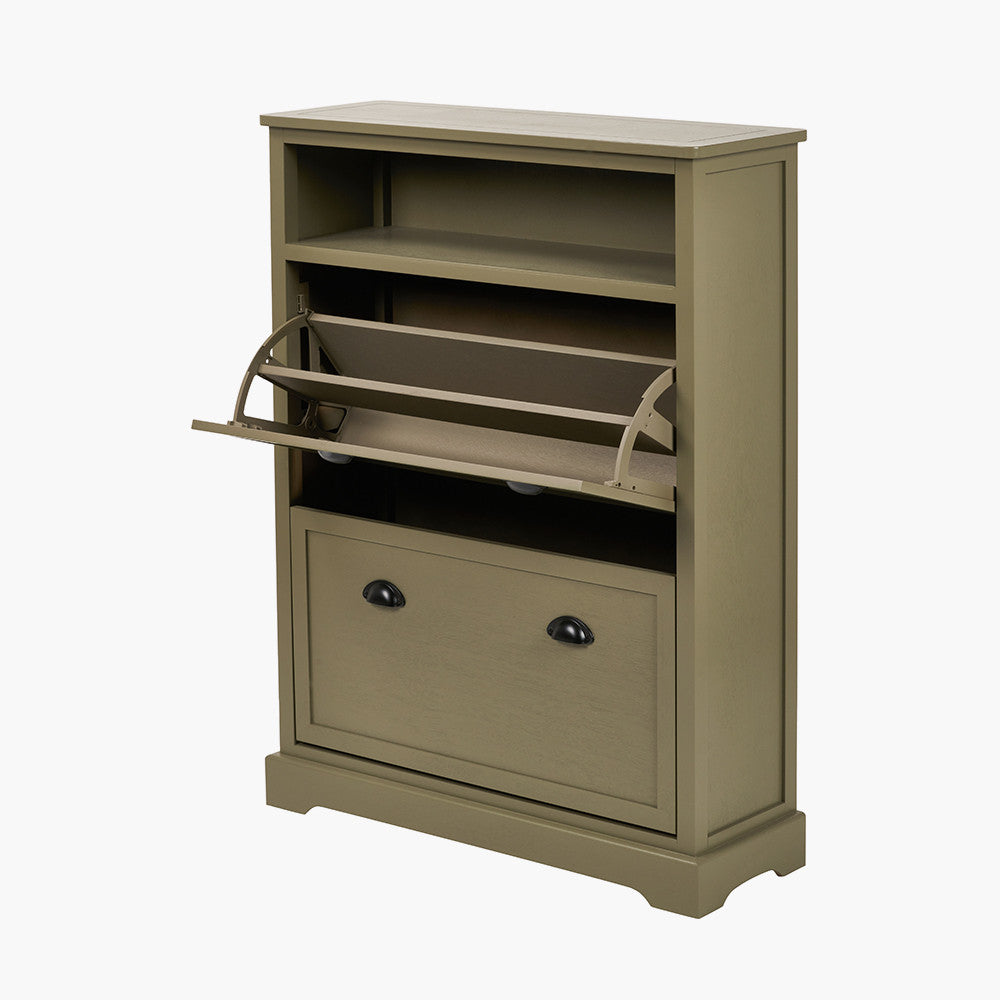 Croft Olive Pine Wood Shoe Storage Unit