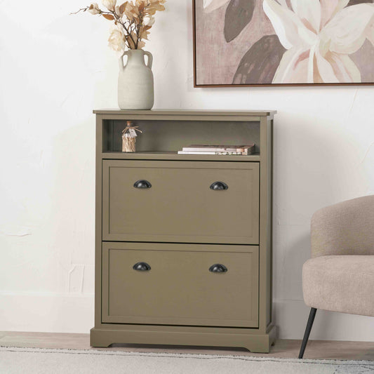 Croft Olive Pine Wood Shoe Storage Unit