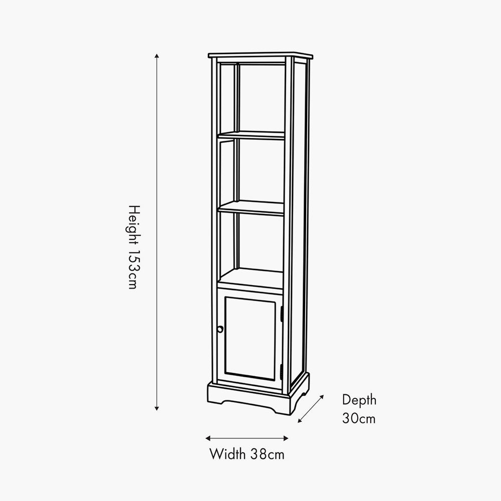 Croft Linen Pine Wood Slim 1 Door 3 Shelf Unit