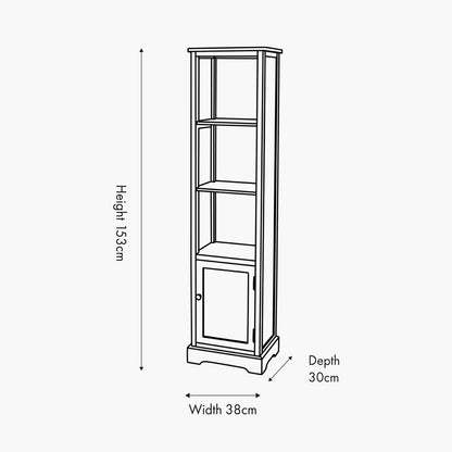 Croft Linen Pine Wood Slim 1 Door 3 Shelf Unit