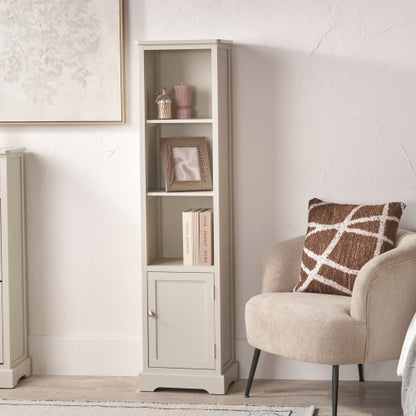 Croft Linen Pine Wood Slim 1 Door 3 Shelf Unit