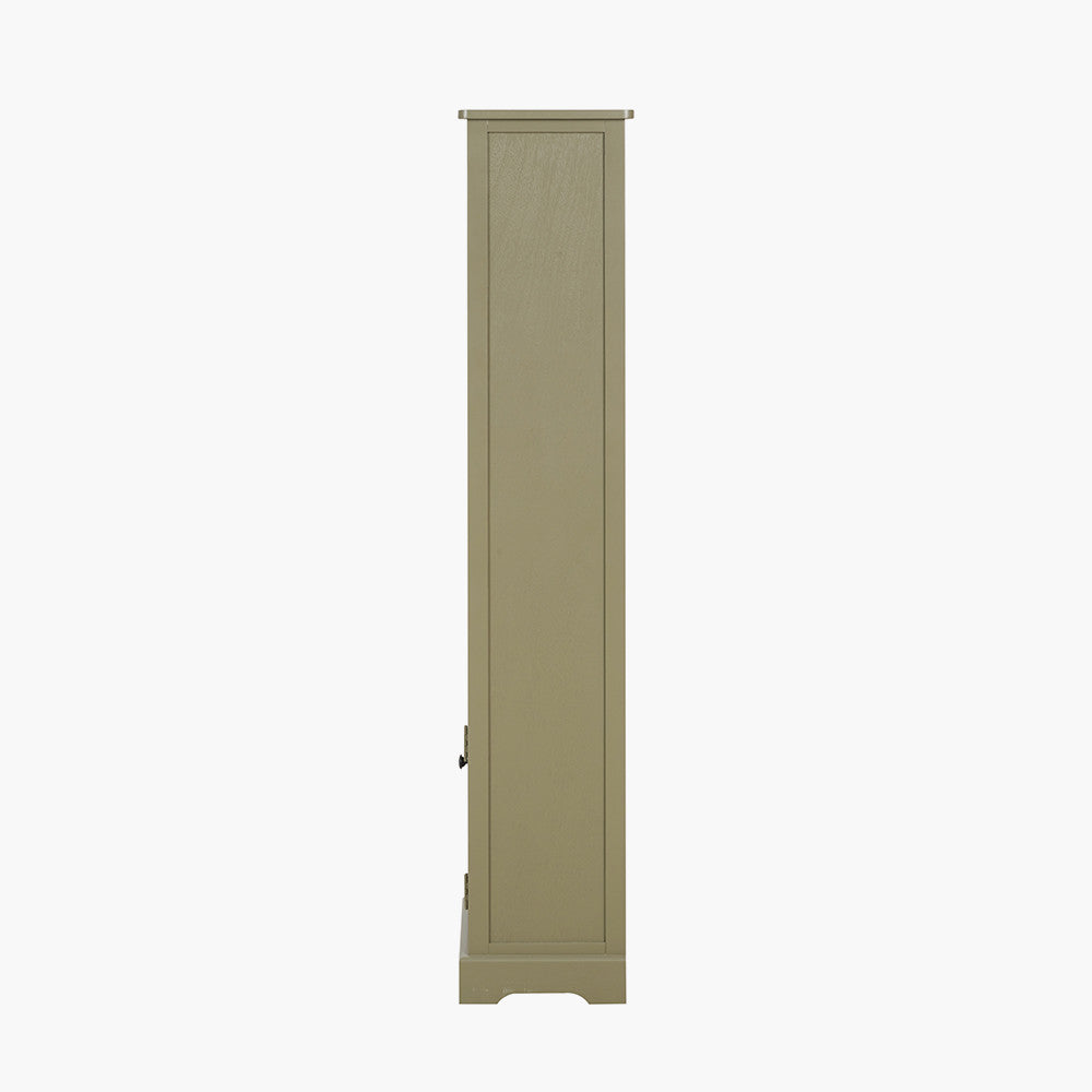 Croft Olive Pine Wood Slim 1 Door 3 Shelf Unit
