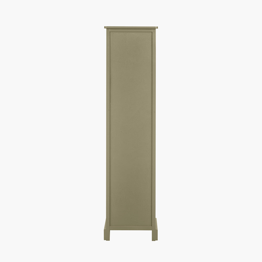 Croft Olive Pine Wood Slim 1 Door 3 Shelf Unit