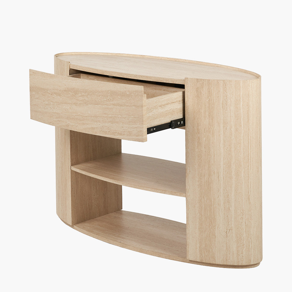 Tivoli Travertine Effect Veneer 1 Drawer Console Table