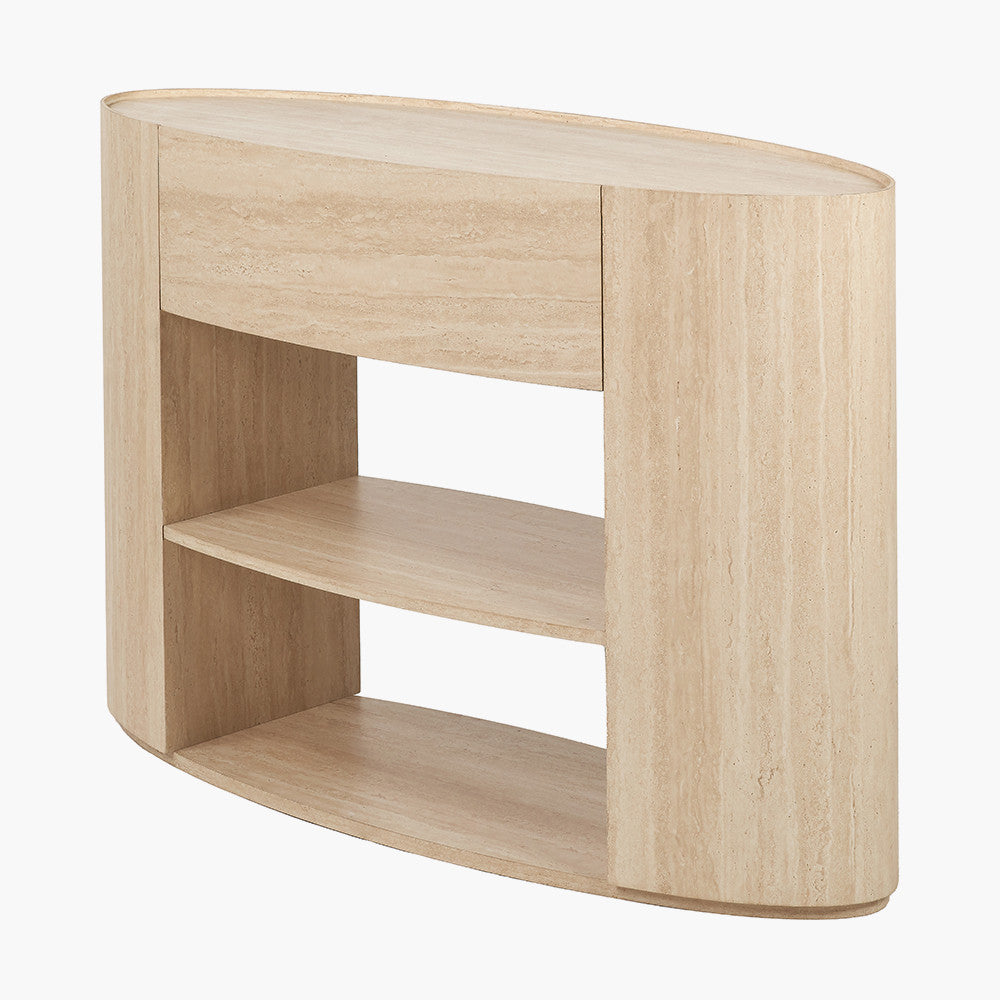 Tivoli Travertine Effect Veneer 1 Drawer Console Table