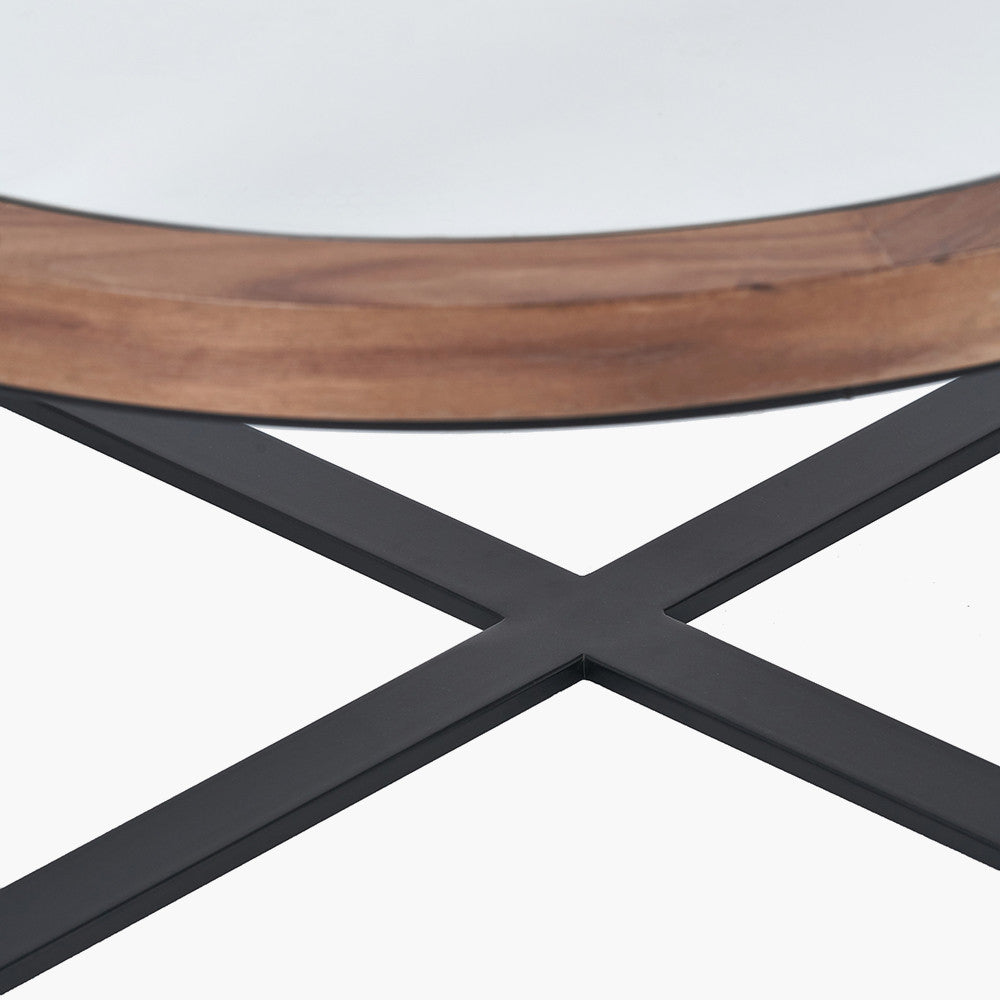 Vermont Clear Glass & Light Walnut Wood Veneer Coffee Table