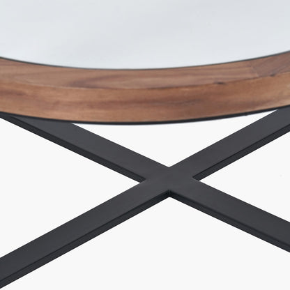 Vermont Clear Glass & Light Walnut Wood Veneer Coffee Table
