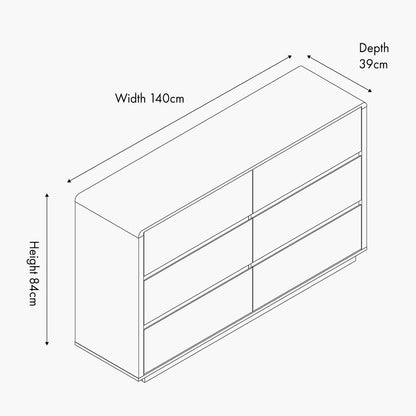 Eversley Oak Effect Veneer 6 Drawer Unit
