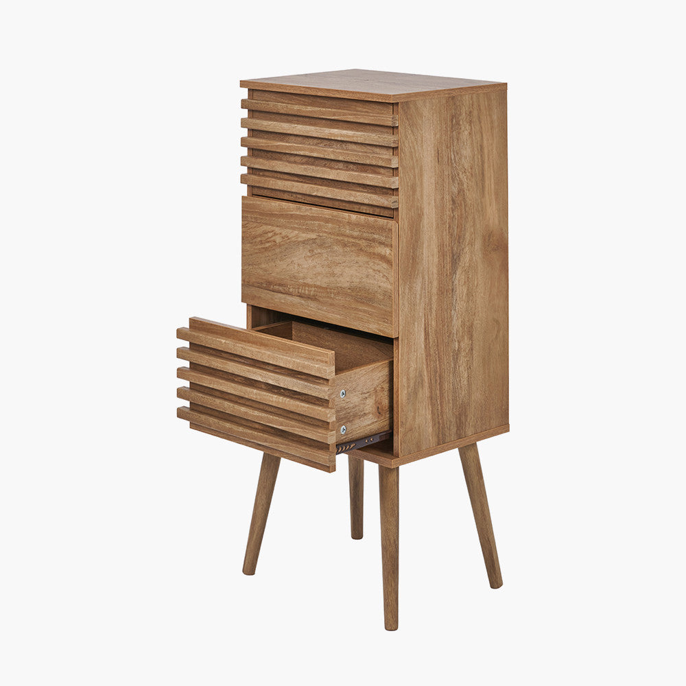 Larvik Natural Eucalyptus Wood 3 Drawer Tall Unit