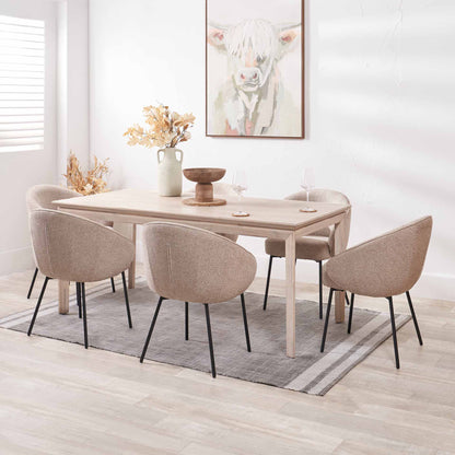 Gio 6 Seater Dining Table | White Sand Acacia Wood