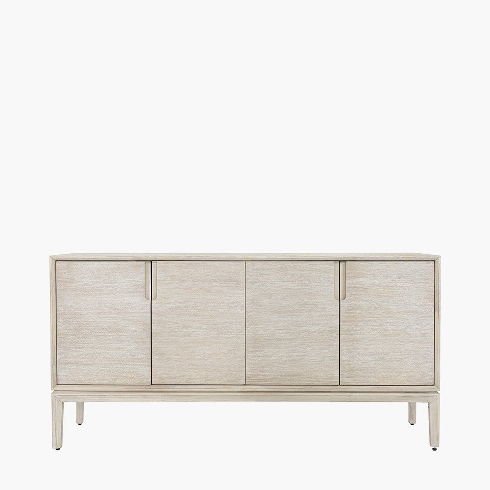 Gio White Sand Acacia Wood 4 Door Sideboard