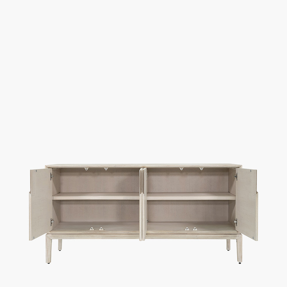 Gio White Sand Acacia Wood 4 Door Sideboard