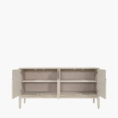 Gio White Sand Acacia Wood 4 Door Sideboard