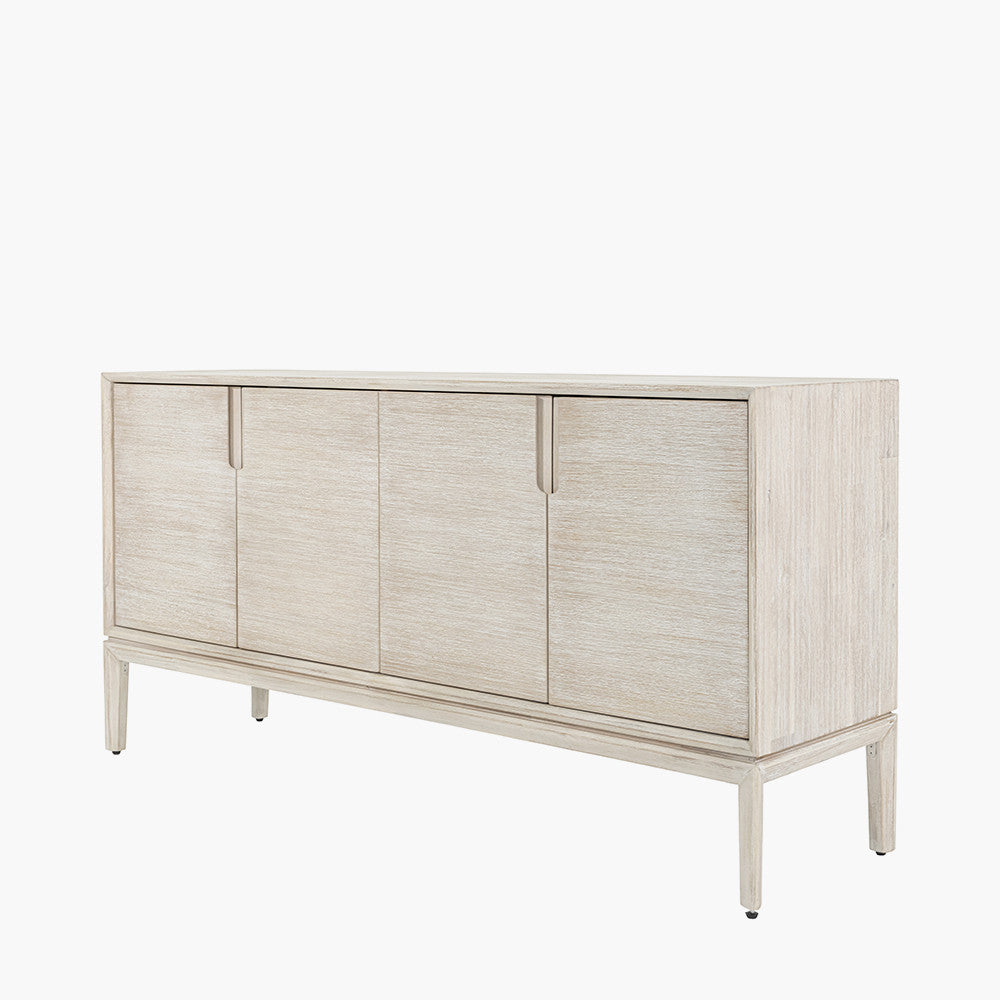 Gio White Sand Acacia Wood 4 Door Sideboard
