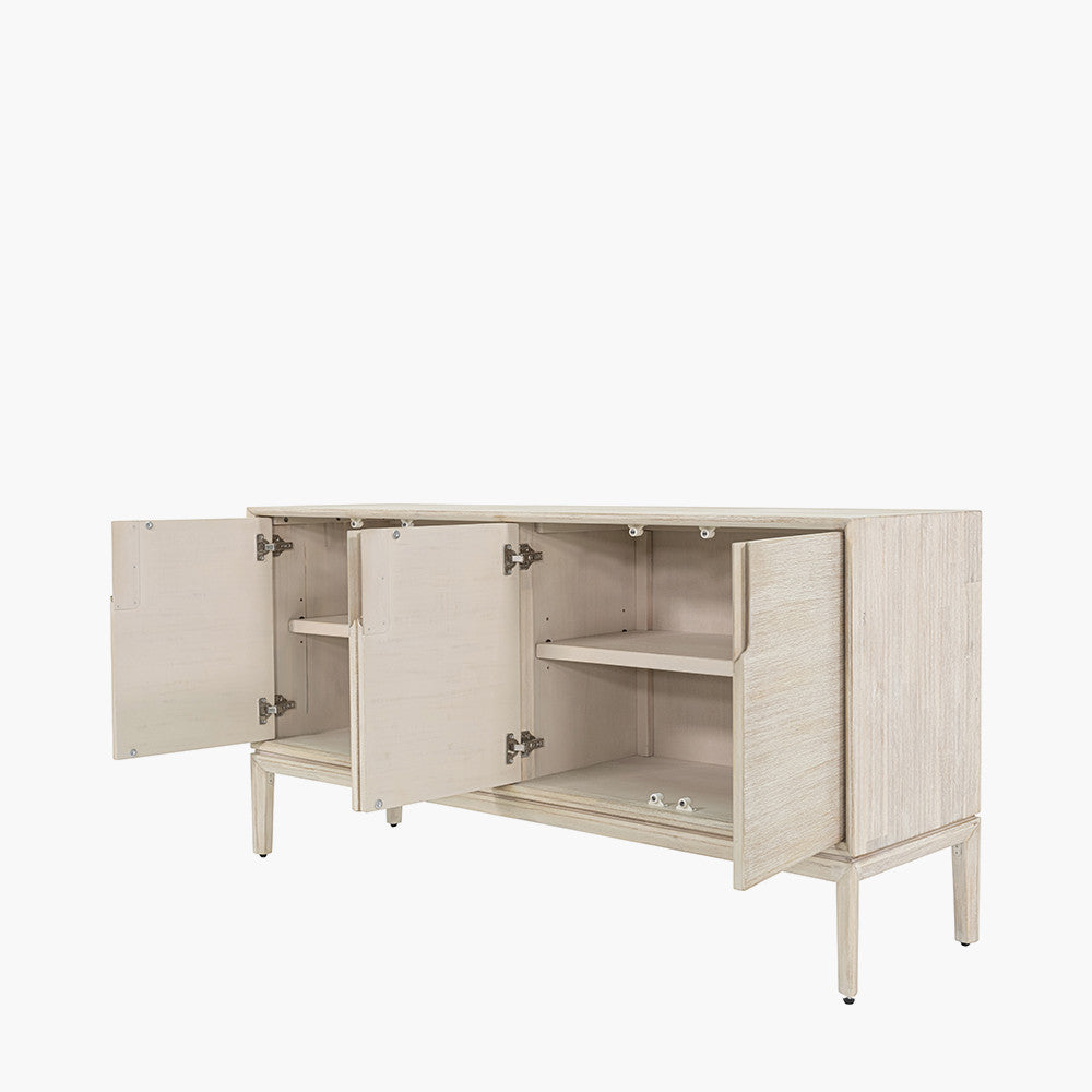 Gio White Sand Acacia Wood 4 Door Sideboard