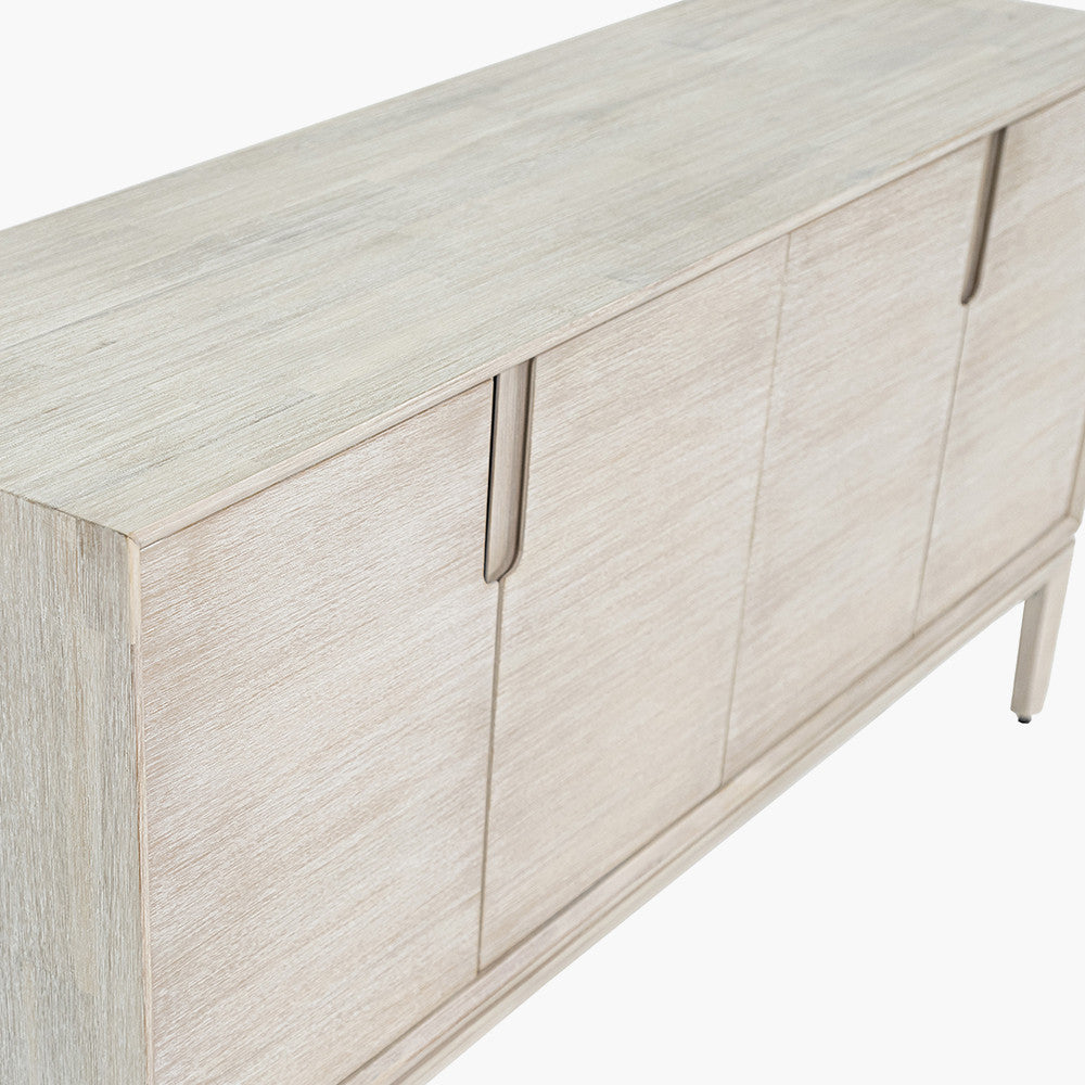 Gio White Sand Acacia Wood 4 Door Sideboard