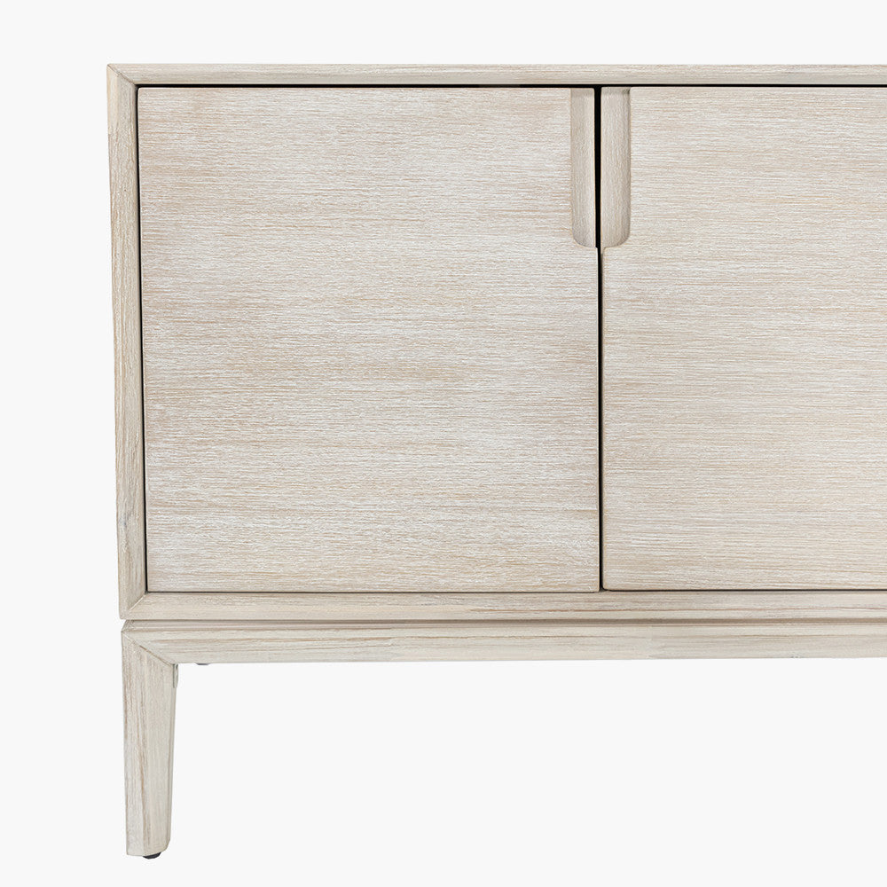 Gio White Sand Acacia Wood 4 Door Sideboard