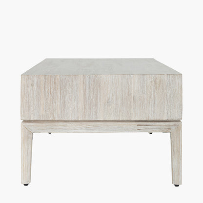 Gio White Sand Acacia Wood 2 Drawer Coffee Table