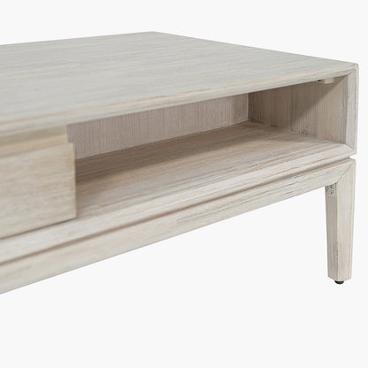 Gio White Sand Acacia Wood 2 Drawer Coffee Table