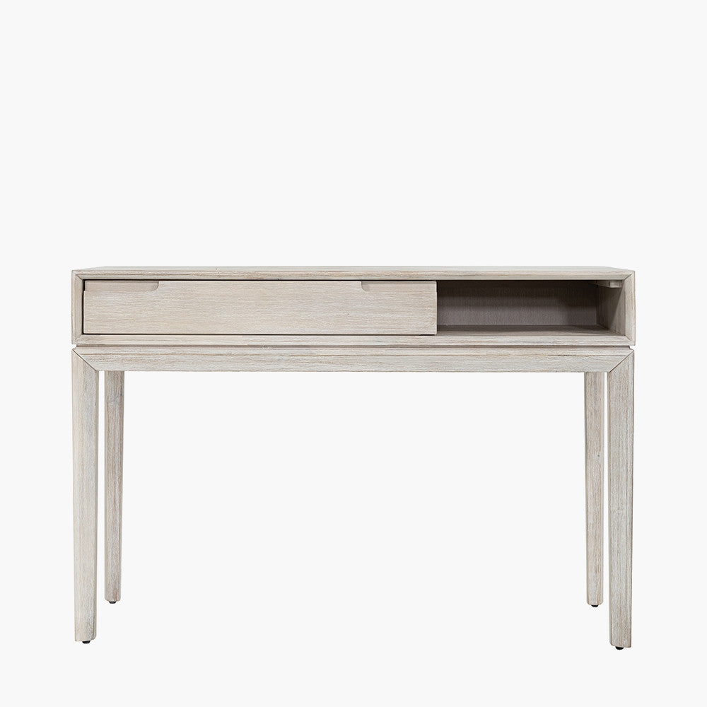 Gio White Sand Acacia Wood 1 Drawer Console Table