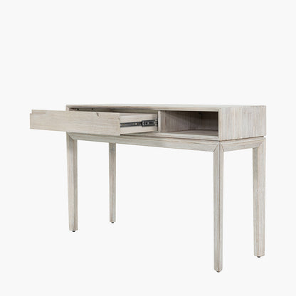 Gio White Sand Acacia Wood 1 Drawer Console Table