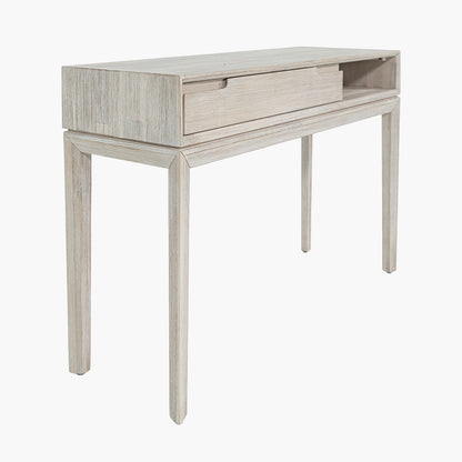 Gio White Sand Acacia Wood 1 Drawer Console Table