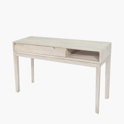 Gio White Sand Acacia Wood 1 Drawer Console Table