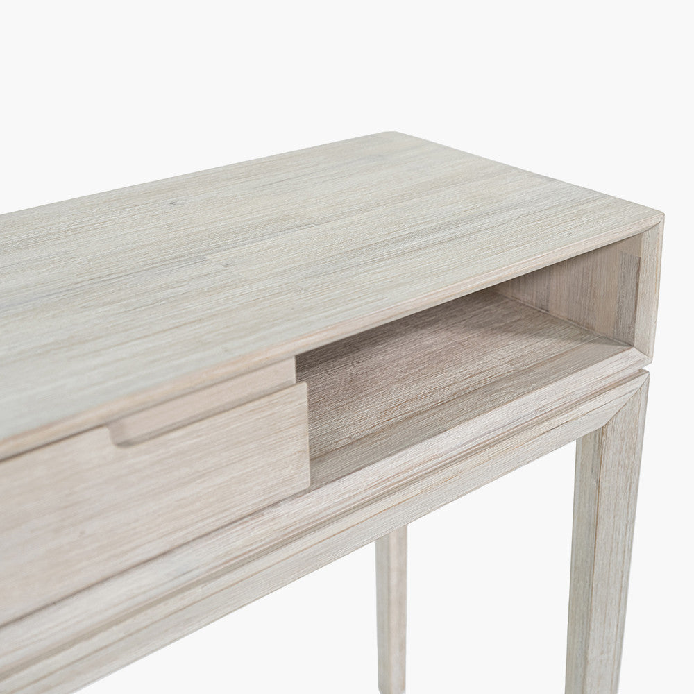 Gio White Sand Acacia Wood 1 Drawer Console Table