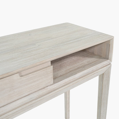 Gio White Sand Acacia Wood 1 Drawer Console Table