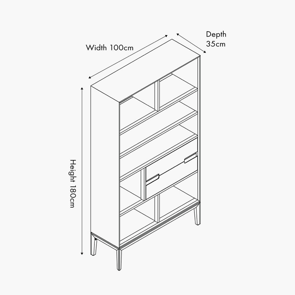 Gio White Sand Acacia Wood 2 Drawer 7 Niche Shelf Unit