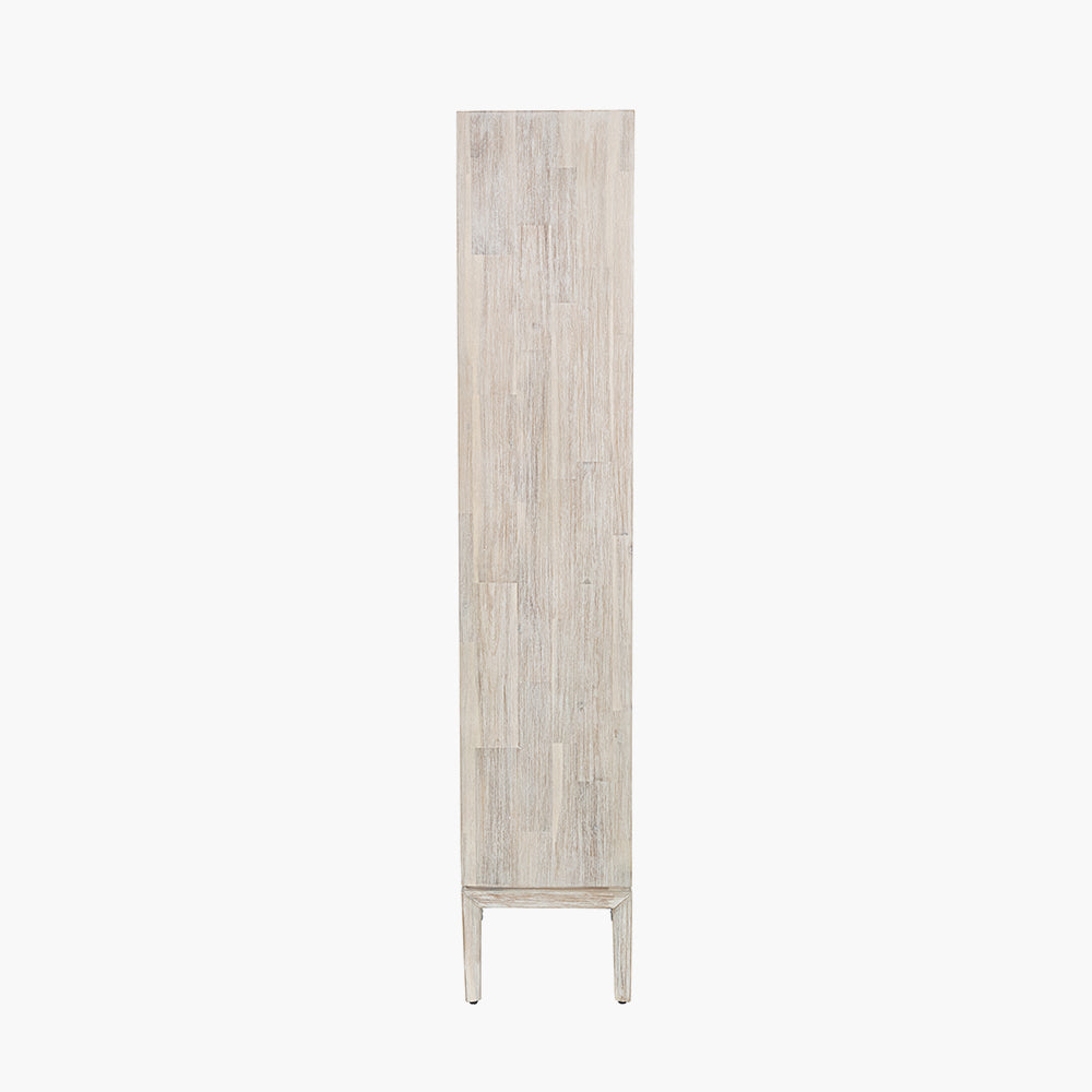 Gio White Sand Acacia Wood 2 Drawer 7 Niche Shelf Unit