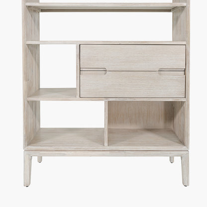 Gio White Sand Acacia Wood 2 Drawer 7 Niche Shelf Unit