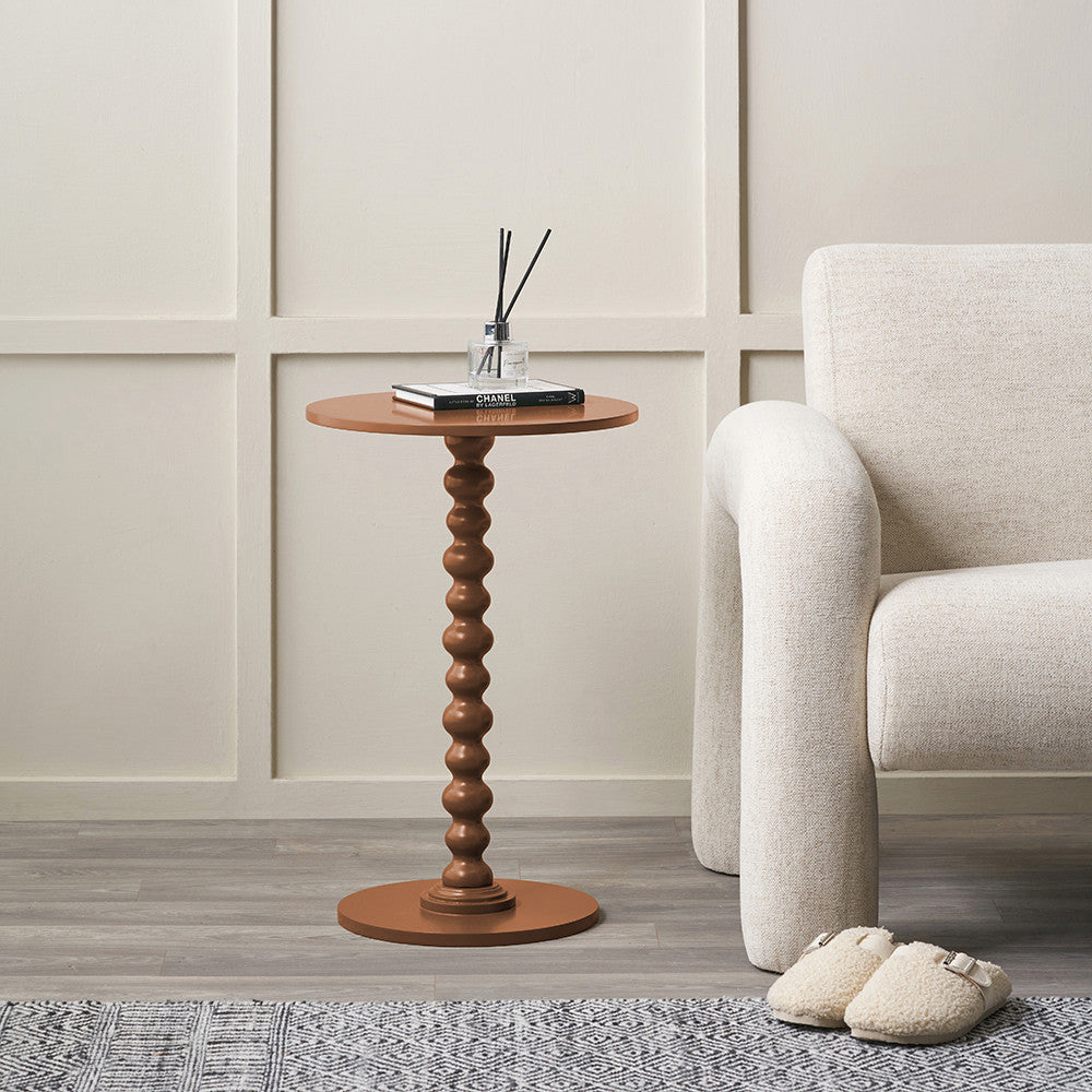 Margot Terracotta Wood Bobble Side Table