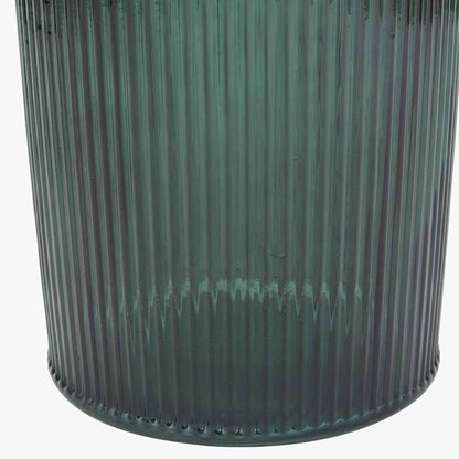 Sea Green Recycled Glass Ribbed Vase Tall – Sustainable Decorative Statement Vase