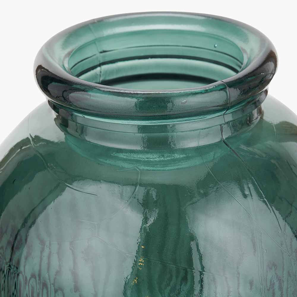 Sea Green Recycled Glass Ribbed Vase Tall – Sustainable Decorative Statement Vase