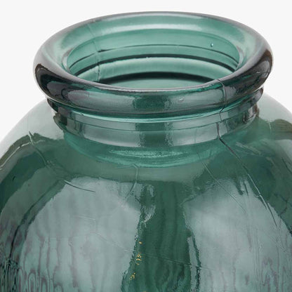 Sea Green Recycled Glass Ribbed Vase Tall – Sustainable Decorative Statement Vase