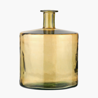 Amber Recycled Glass Bottle Vase – Large Sustainable Decorative Vase