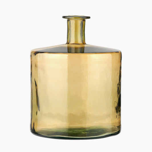 Amber Recycled Glass Bottle Vase – Large Sustainable Decorative Vase