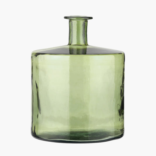 Forest Green Recycled Glass Bottle Vase – Large Sustainable Decorative Vase