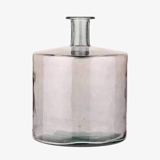 Grey Recycled Glass Bottle Vase – Sustainable Decorative Statement Vase