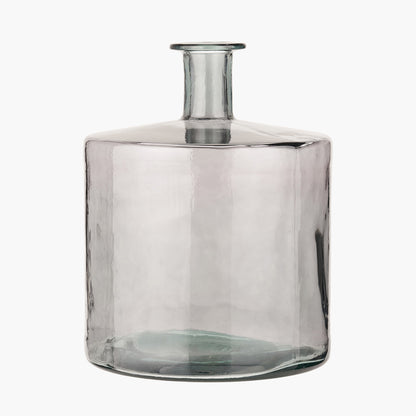 Grey Recycled Glass Bottle Vase – Sustainable Decorative Statement Vase