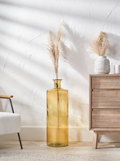 Amber Recycled Glass Bottle Vase Tall
