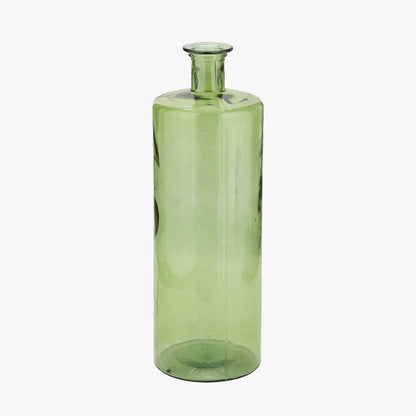 Tall Forest Green Recycled Glass Bottle Vase – Handcrafted in Spain