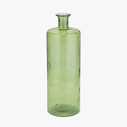 Tall Forest Green Recycled Glass Bottle Vase – Handcrafted in Spain