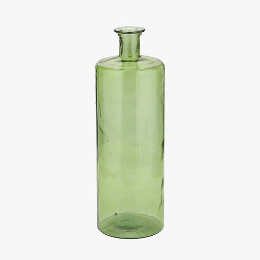 Tall Forest Green Recycled Glass Bottle Vase – Handcrafted in Spain