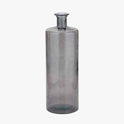 Tall Grey Recycled Glass Bottle Vase – Large Sustainable Decorative Vase