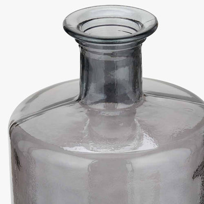 Tall Grey Recycled Glass Bottle Vase – Large Sustainable Decorative Vase