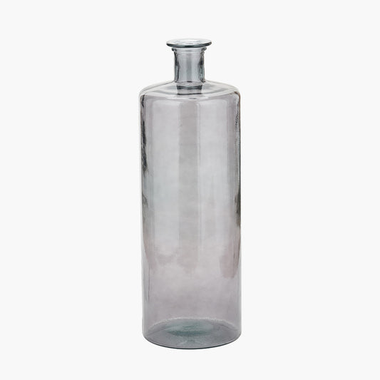 Tall Grey Recycled Glass Bottle Vase – Large Sustainable Decorative Vase